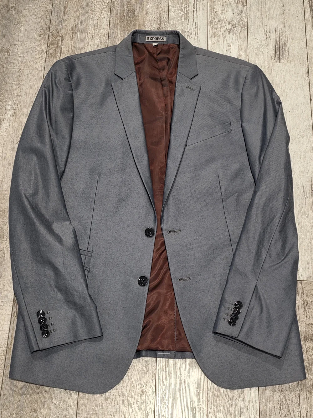 42R Men's Express Photographer Blazer 100% Cotton Slim Fit Gray Sport Coat